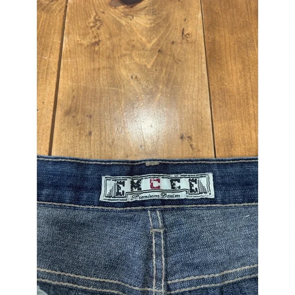 EMCEE Premium Denim Men's Jeans W36 L32 Blue Relaxed Fit Button Fly Distressed